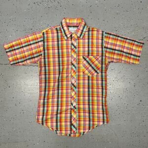 VTG 80s multi-coloured plaid button-up shirt